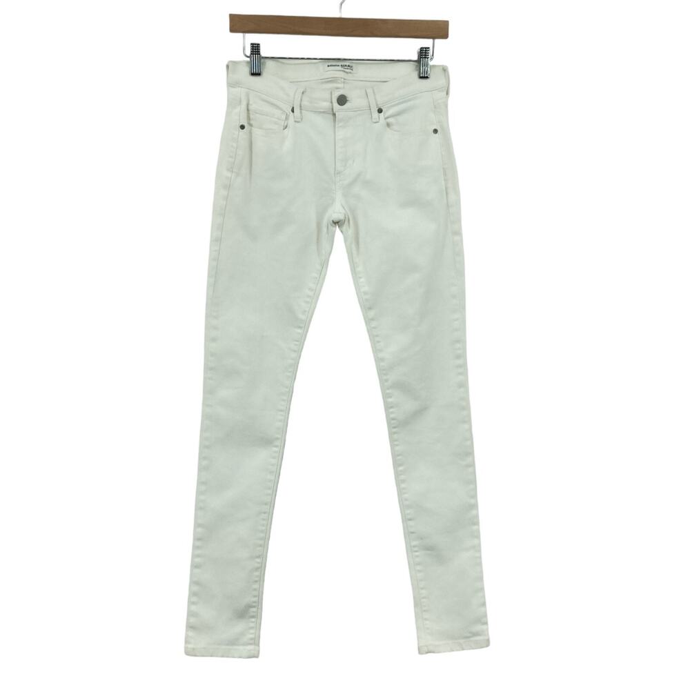 Banana Republic Jeans Womens Size 25 White Denim Cotton Flat Front Skinny Leg